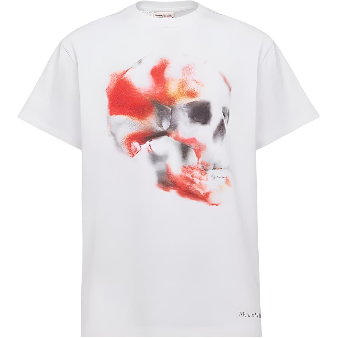Alexander McQueen  Obscured Skull Print White T-Shirt. 776336-QTAAL-0961