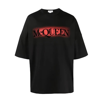 Alexander McQueen Oversized Letter Print Crewneck T-Shirt Black. 750659-QVZ10-0901