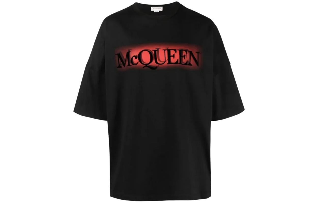 Alexander McQueen  Oversized Letter Print Crewneck T-Shirt Black. 750659-QVZ10-0901 圖 2