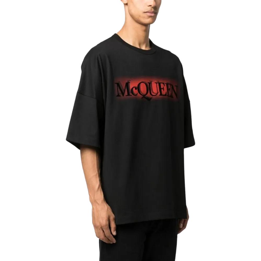 Alexander McQueen  Oversized Letter Print Crewneck T-Shirt Black. 750659-QVZ10-0901 圖 4