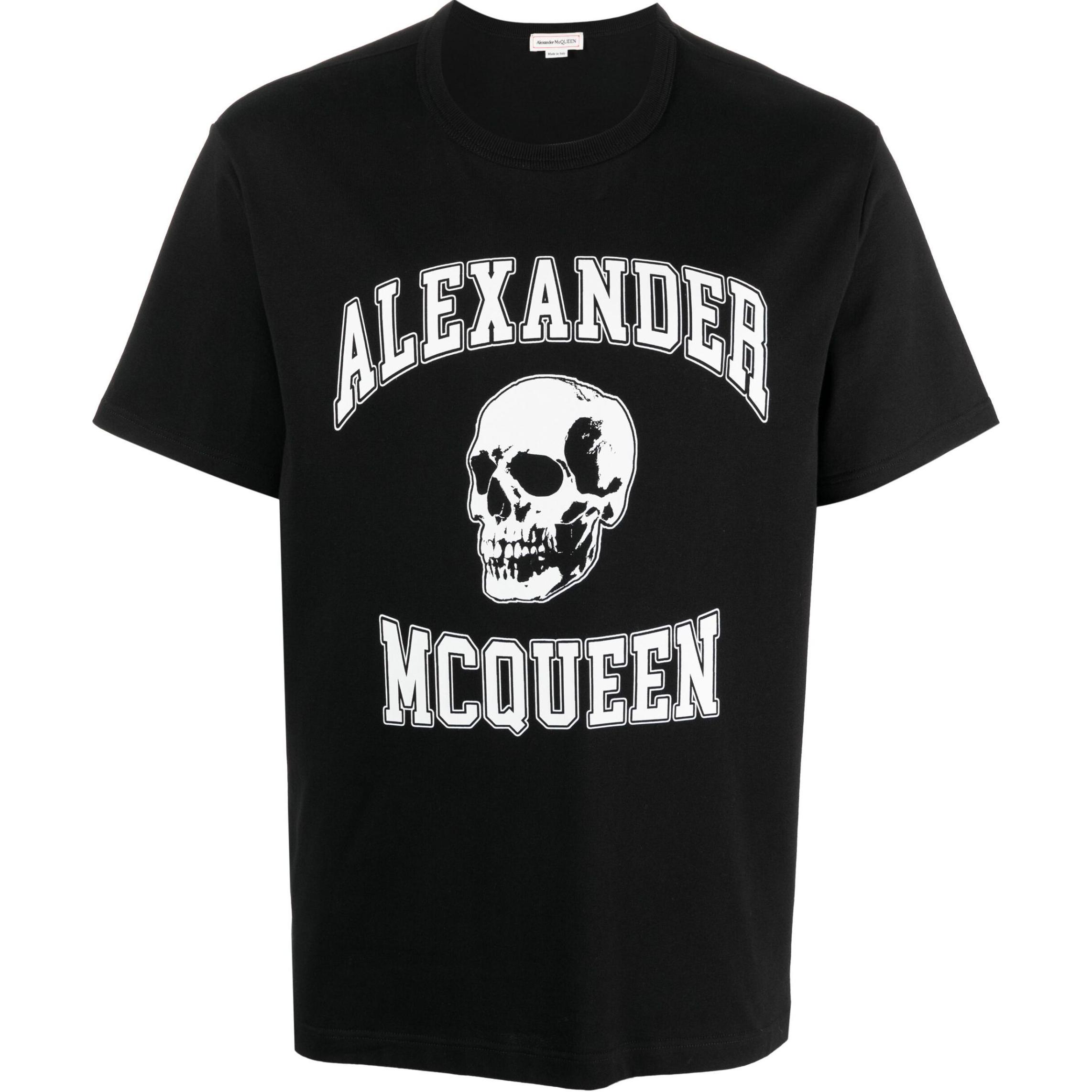 Alexander McQueen  Skull Print Crew Neck Slim Fit T-Shirt Black. 759442-QTAAW-0520