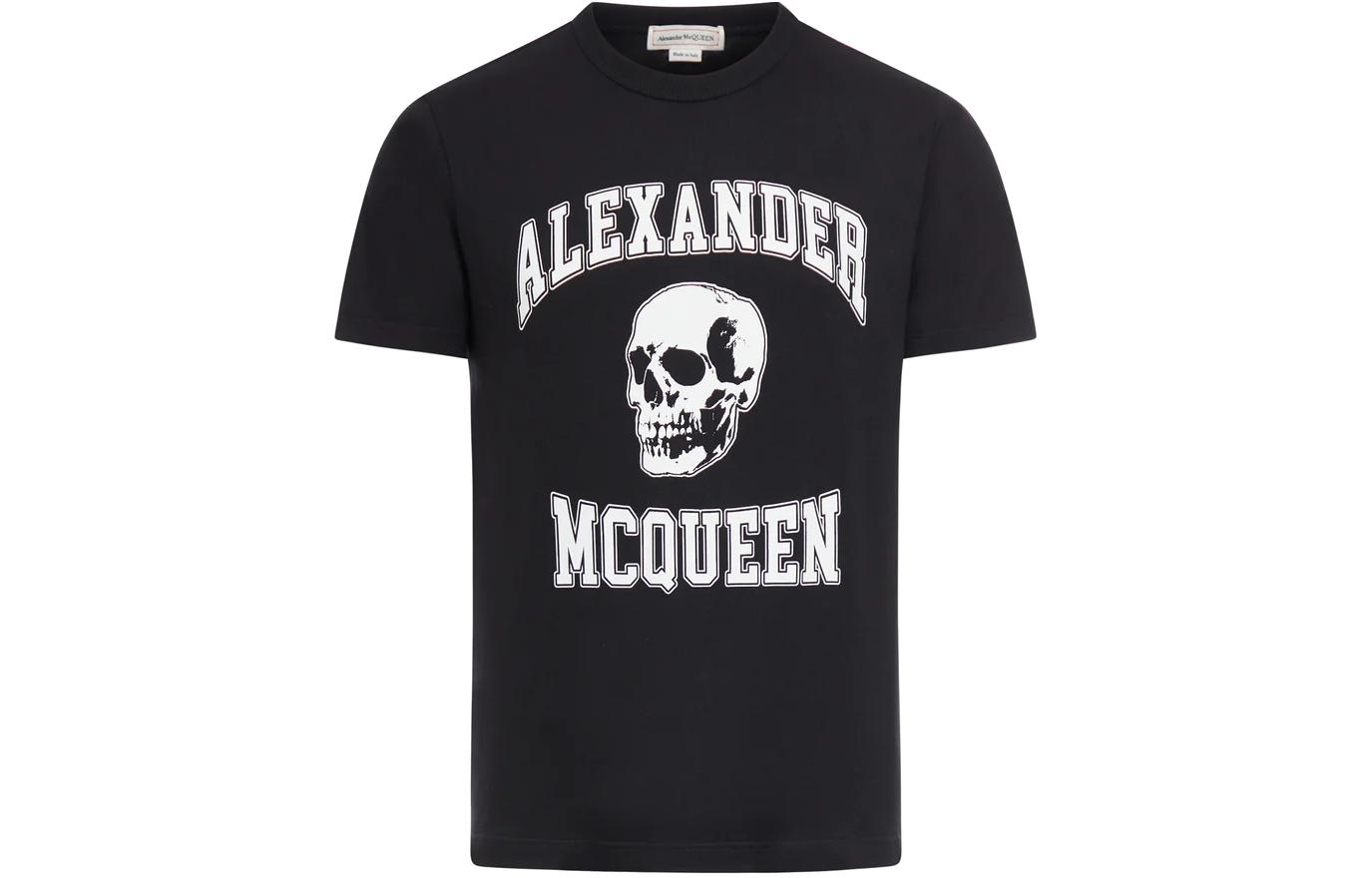 Order Alexander McQueen Baju-T Slim Fit Leher Bulat Cetakan Skull Hitam. 759442-QTAAW-0520