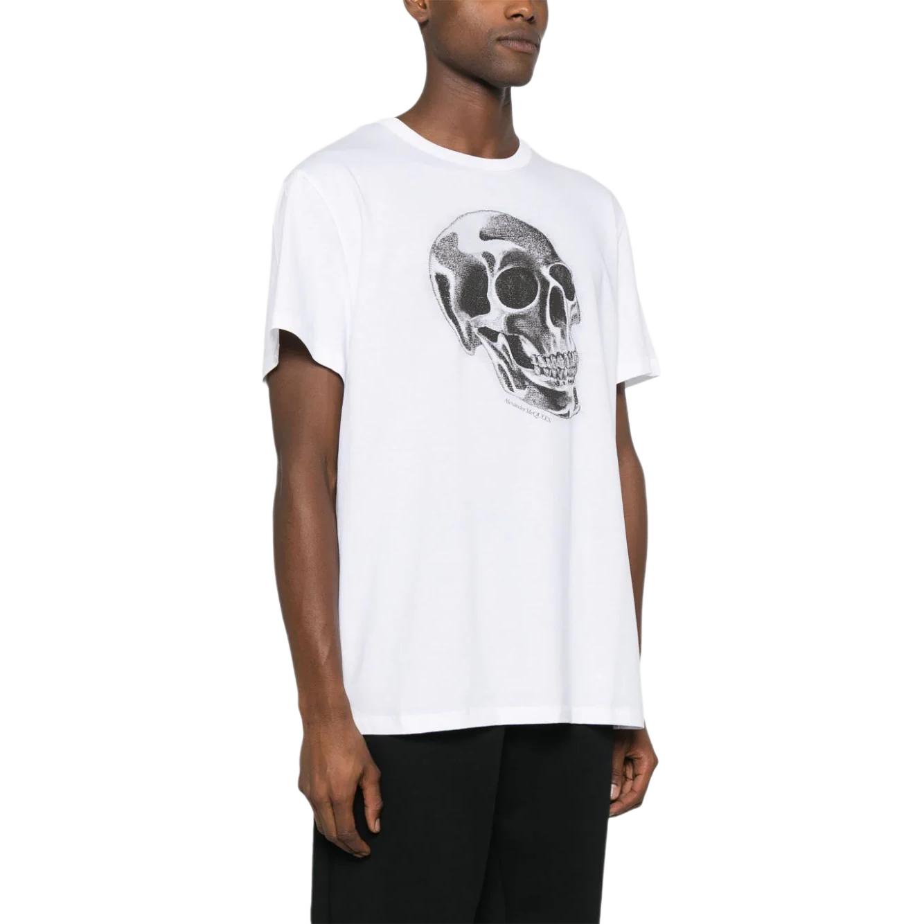 Purchase Alexander McQueen 骷髏印花白色短袖圓領T恤 776351-QTAAQ-0909