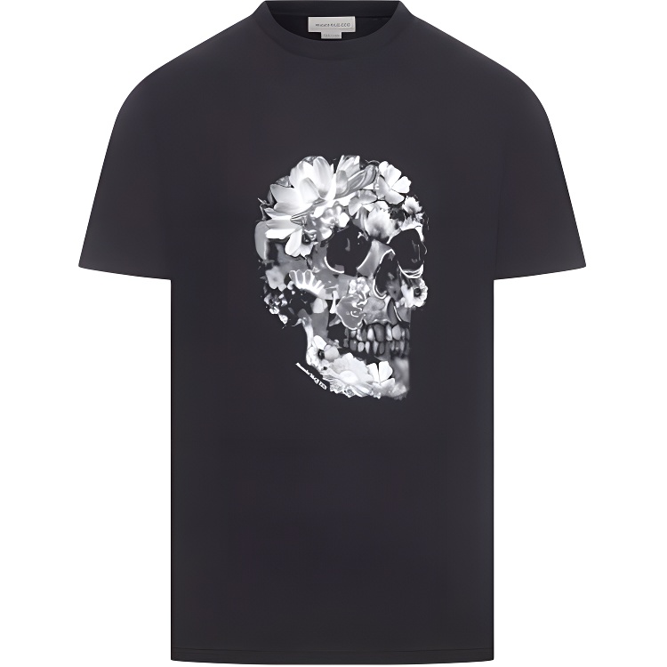 Alexander McQueen  Skull Print Oversized Black Crewneck T-Shirt. 794575-QTABM-0528