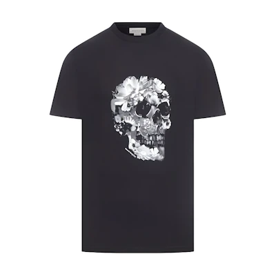 Alexander McQueen Skull Print Oversized Black Crewneck T-Shirt. 794575-QTABM-0528