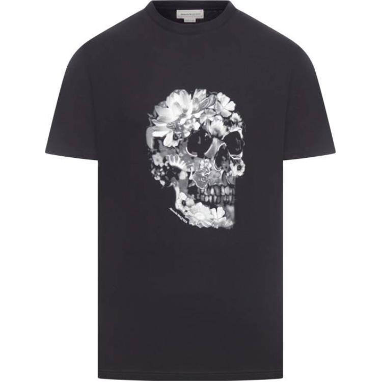 Order Alexander McQueen  Skull Print Oversized Black Crewneck T-Shirt. 794575-QTABM-0528