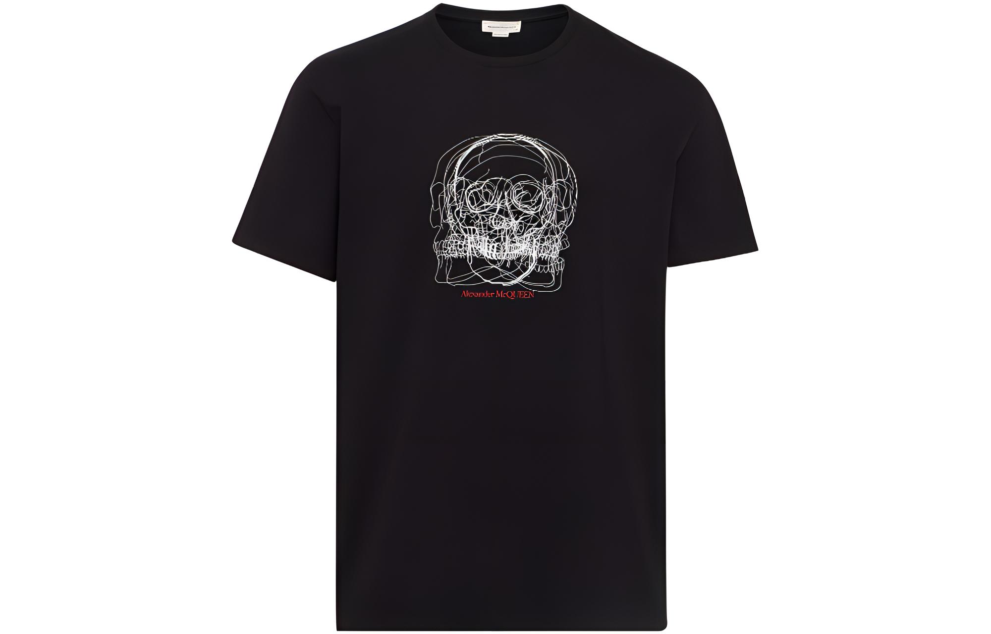 Alexander McQueen  Slim-Fit Crewneck Black T-Shirt. 750672-QVZ18-0901