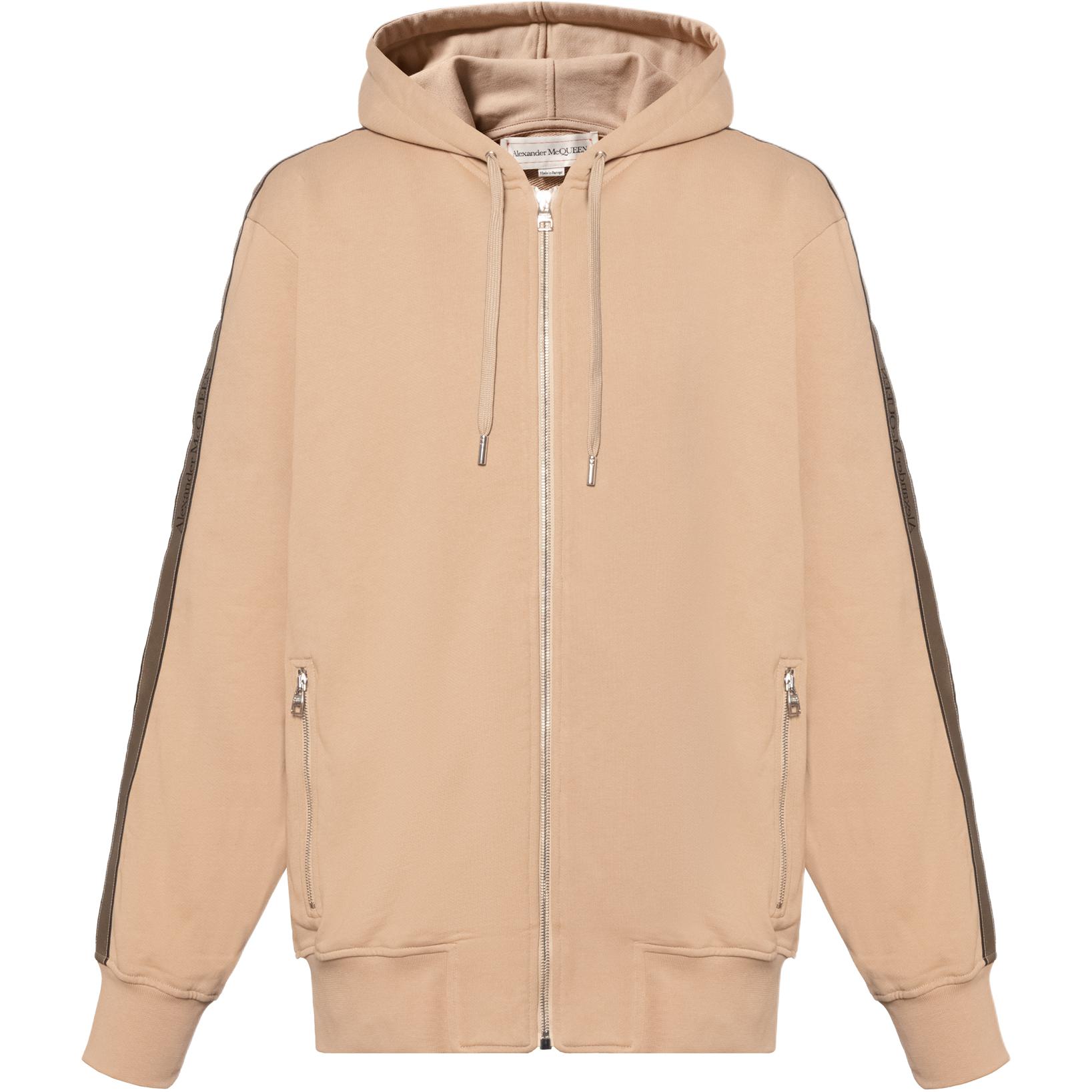 Alexander McQueen  Solid Color Zip Hoodie Light Brown 654794QTX75-0906