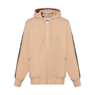 Alexander McQueen Solid Color Zip Hoodie Light Brown 654794QTX75-0906