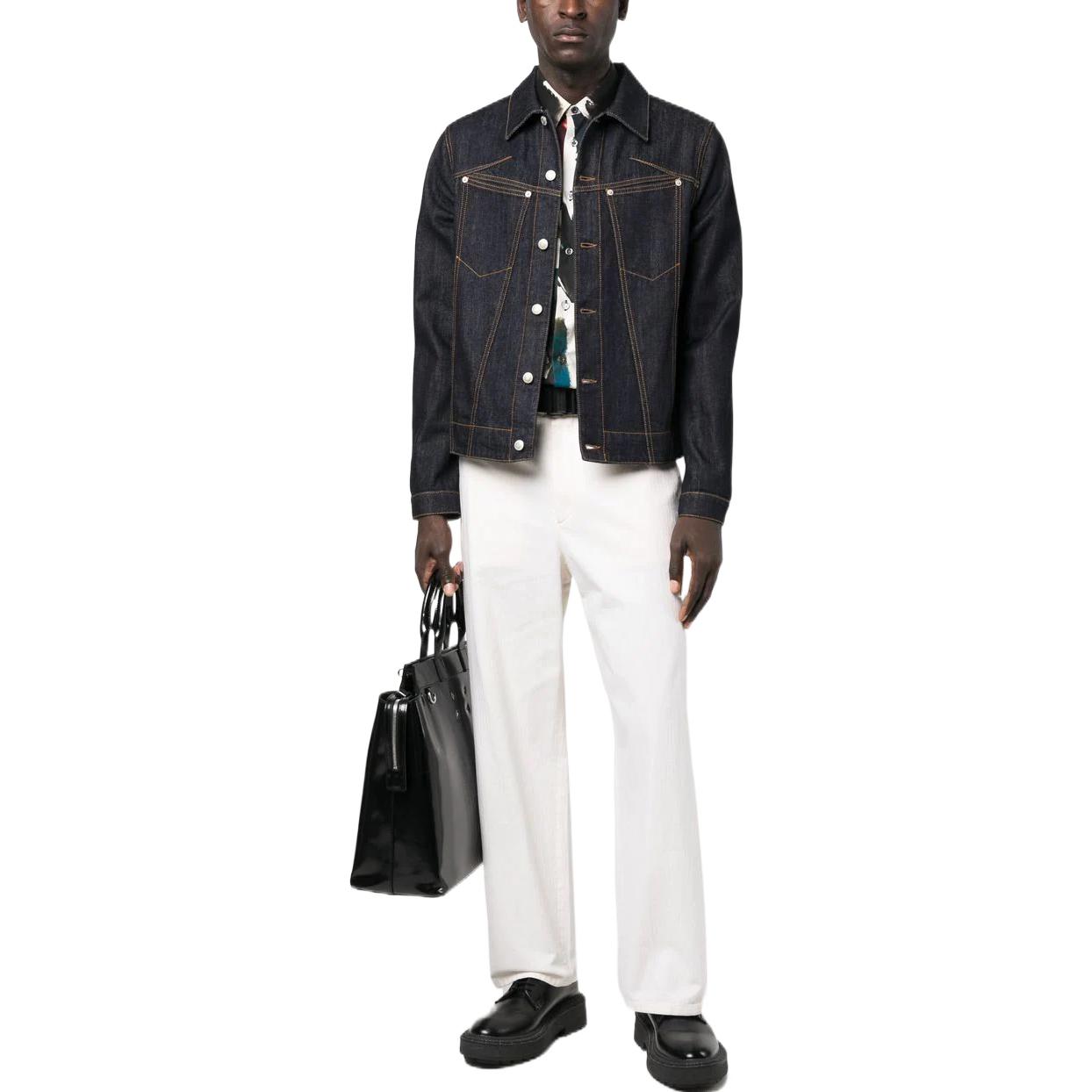 Lookbook Alexander McQueen  Solid Stitch Detail Denim Jacket with Single-Breasted Design. 717229-QUY10-4142