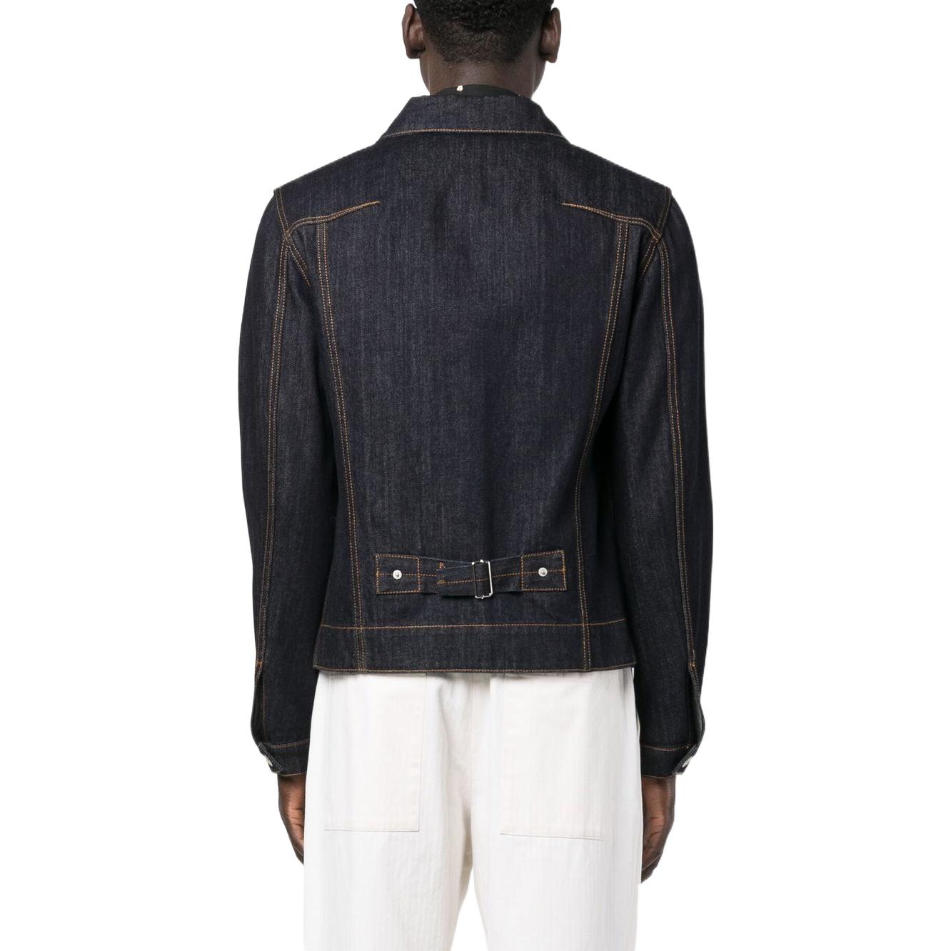 Shop Alexander McQueen  Solid Stitch Detail Denim Jacket with Single-Breasted Design. 717229-QUY10-4142