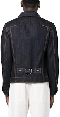 Alexander McQueen Solid Stitch Detail Denim Jacket with Single-Breasted Design. 717229-QUY10-4142 Shop Alexander McQueen Solid Stitch Detail Denim Jacket with Single-Breasted Design. 717229-QUY10-4142