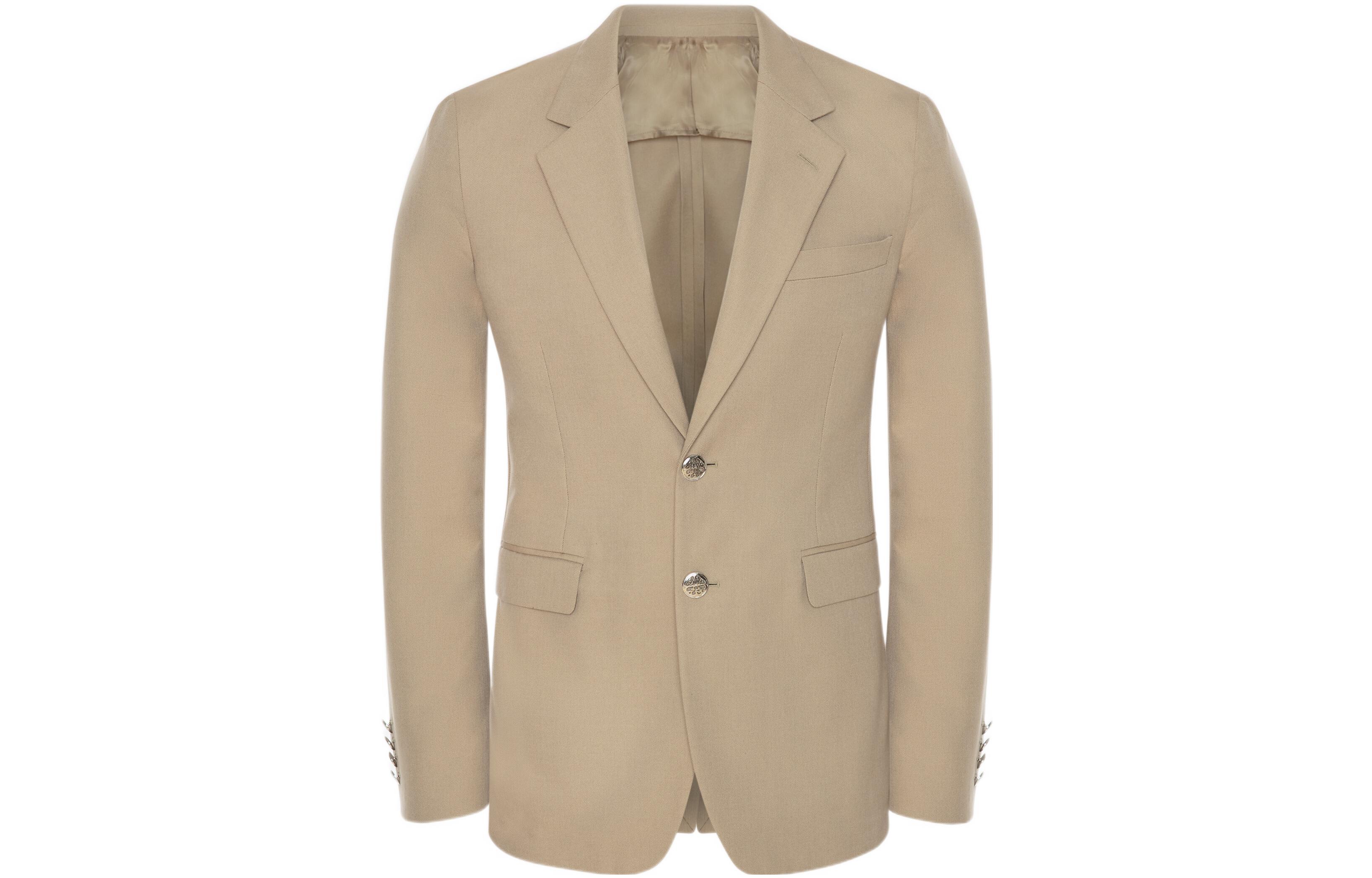 Alexander McQueen  Solid Two-Button Blazer Khaki 726486-QUS57-9503