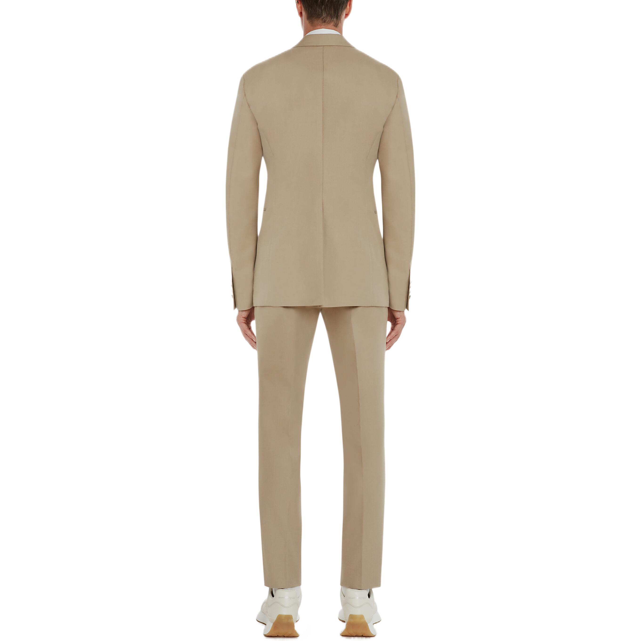 Shop Alexander McQueen 卡其色雙扣西裝外套 726486-QUS57-9503