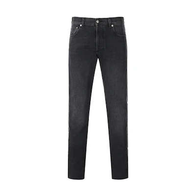Alexander McQueen SS22 Cotton Solid Jeans Charcoal Black 677771-QSY14-1001