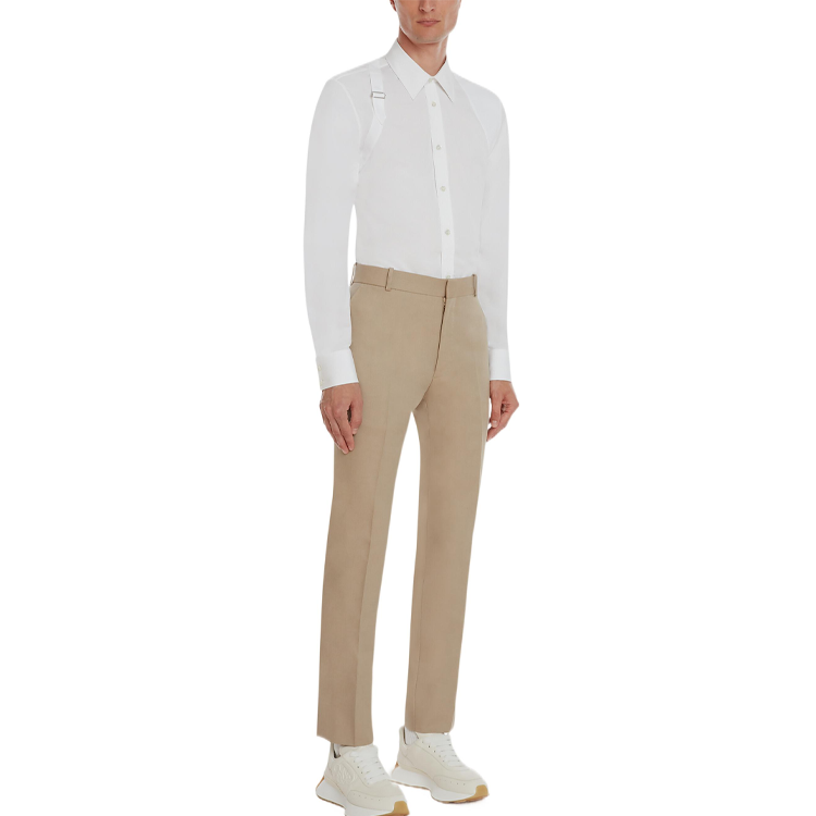 Purchase Alexander McQueen Pantalones Casuales Cremallera Oculta Ajustados Off-White 726131-QUS57-9503
