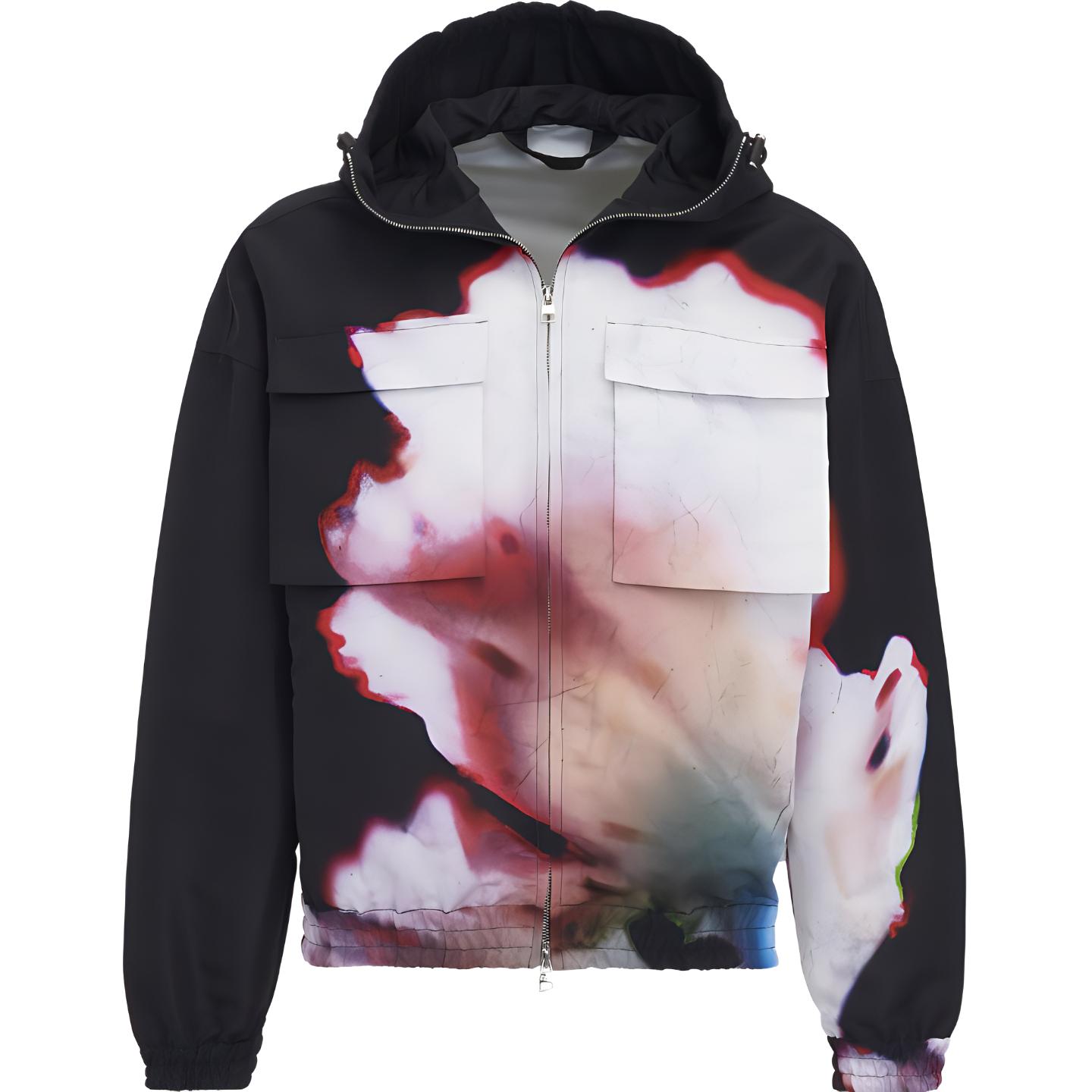 Alexander McQueen  Tie-Dye Pattern Zip-Up Hoodie Jacket Black 749857-QVR59-8500