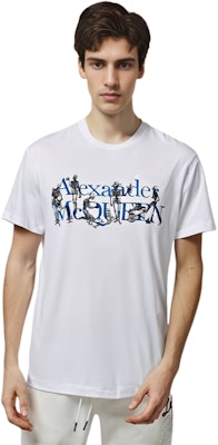Alexander McQueen Baju-T Putih Logo Cetak Lengan Pendek. 750657-QVZ08-0900 Shop Alexander McQueen Baju-T Putih Logo Cetak Lengan Pendek. 750657-QVZ08-0900