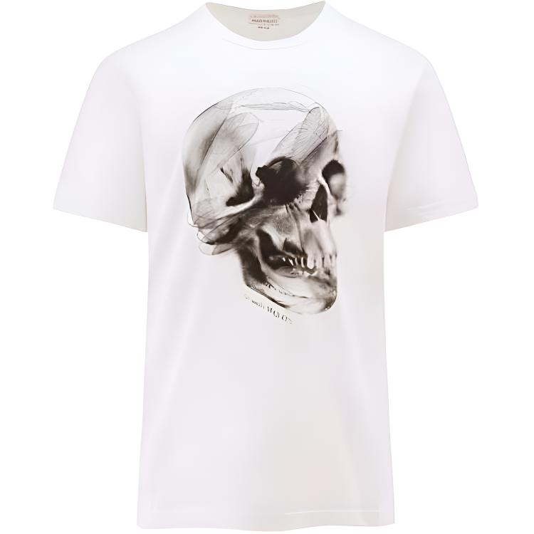 Alexander McQueen  White Crewneck Skull Print Loose-Fit T-Shirt. 776326-QTAAV-0909