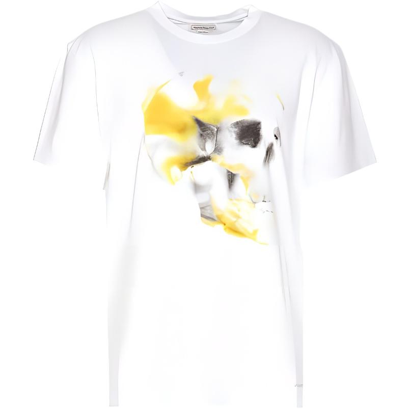 Alexander McQueen  White Crewneck Skull Print T-Shirt 776336-QTAAL-0962