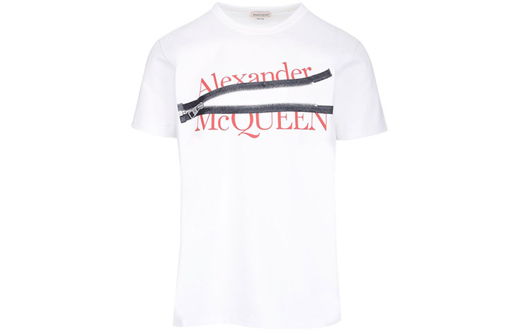 Order 亚历山大麦昆 白色图案印花短袖T恤 688189-QSZ8A-0900
