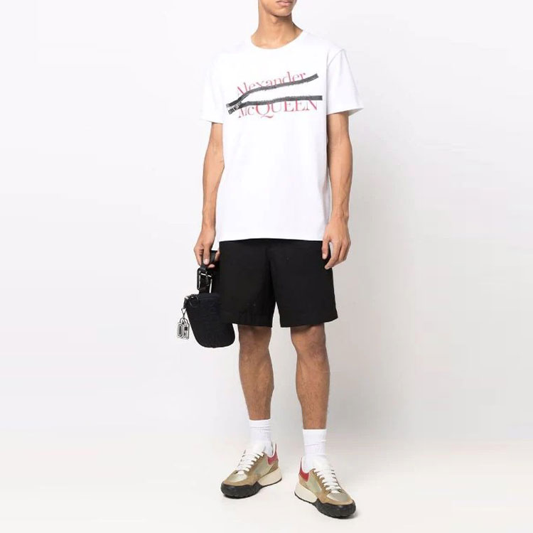 Shop 亚历山大麦昆 白色图案印花短袖T恤 688189-QSZ8A-0900