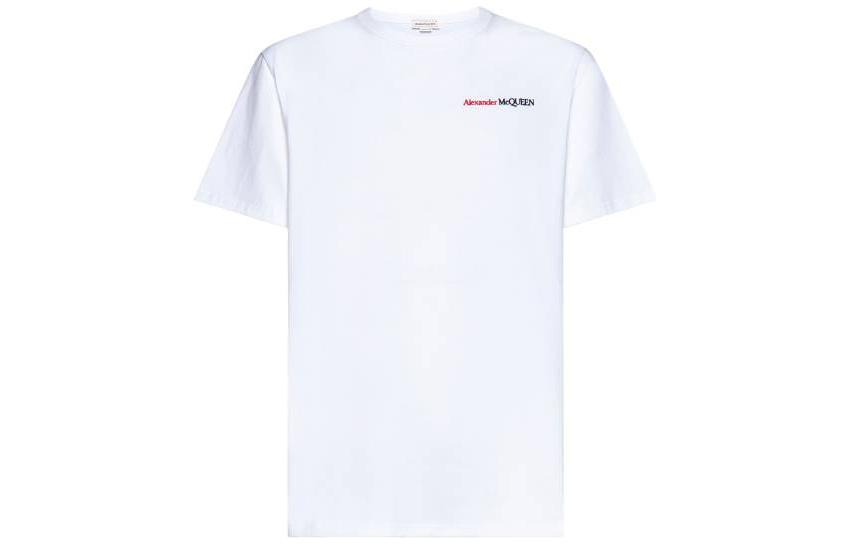 Alexander McQueen  White Logo Print Crew Neck T-Shirt Casual Style. 776281-QXAAB-9000 圖 2