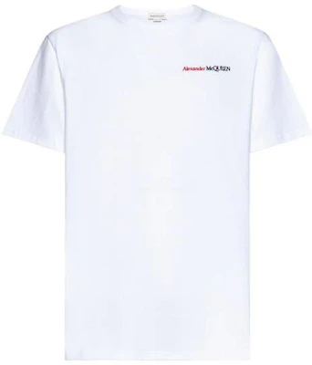 Alexander McQueen Logo Putih Baju-T Leher Bulat Gaya Kasual. 776281-QXAAB-9000 Order Alexander McQueen Logo Putih Baju-T Leher Bulat Gaya Kasual. 776281-QXAAB-9000