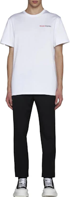 Alexander McQueen Logo Putih Baju-T Leher Bulat Gaya Kasual. 776281-QXAAB-9000 Lookbook Alexander McQueen Logo Putih Baju-T Leher Bulat Gaya Kasual. 776281-QXAAB-9000