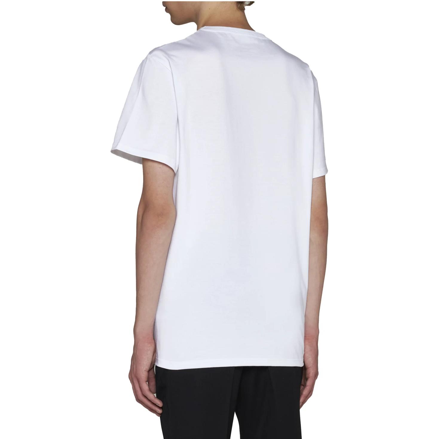 Alexander McQueen  White Logo Print Crew Neck T-Shirt Casual Style. 776281-QXAAB-9000 圖 5