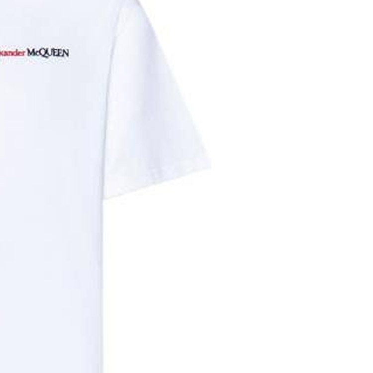 Alexander McQueen  White Logo Print Crew Neck T-Shirt Casual Style. 776281-QXAAB-9000 圖 7