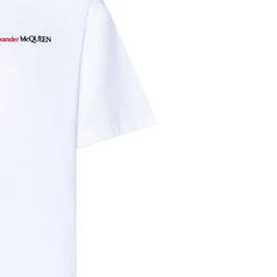 Alexander McQueen Logo Putih Baju-T Leher Bulat Gaya Kasual. 776281-QXAAB-9000 Sizing Alexander McQueen Logo Putih Baju-T Leher Bulat Gaya Kasual. 776281-QXAAB-9000
