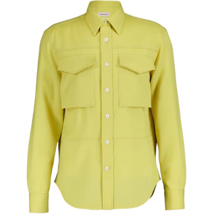 Alexander McQueen  Yellow Slim Fit Long Sleeve Shirt with Point Collar. 765948-QUAAG-7056