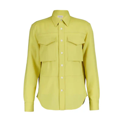 Alexander McQueen Yellow Slim Fit Long Sleeve Shirt with Point Collar. 765948-QUAAG-7056