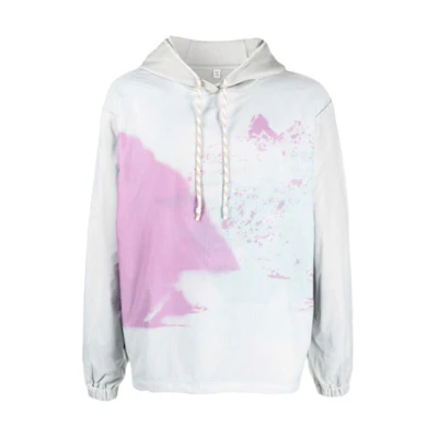 Alexander McQueen Abstract Print Hoodie Long Sleeve Grey 662836-RRT51-1170