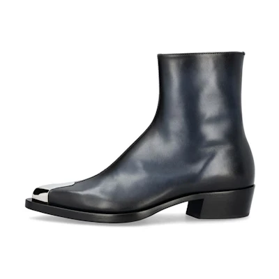 Alexander McQueen Ankle Boot 'Black Silver Zip Detail'
