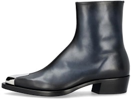 Alexander McQueen Ankle Boot 'Black Silver Zip Detail' 711114WHU321162 Alexander McQueen Ankle Boot 'Black Silver Zip Detail' 711114WHU321162