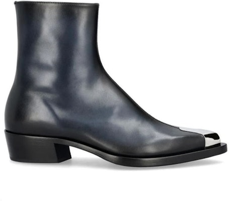 Alexander McQueen Ankle Boot 'Black Silver Zip Detail' 711114WHU321162 Order Alexander McQueen Ankle Boot 'Black Silver Zip Detail' 711114WHU321162