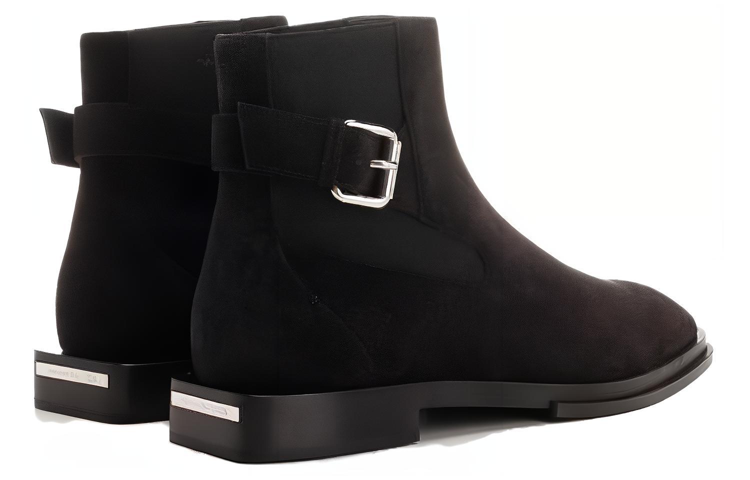 Shop Alexander McQueen亞歷山大麥昆 絨面 時尚百搭 短筒靴 男款 黑色