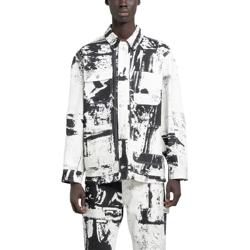 Alexander McQueen Asymmetrical Pocket Print Long Sleeve Jacket White Mens 781842-QYAAY-9080