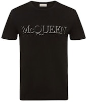 Alexander McQueen Black Bicolor Logo Embroidery Crew Neck T-Shirt 649876-QQZ56-0901 Alexander McQueen Black Bicolor Logo Embroidery Crew Neck T-Shirt 649876-QQZ56-0901