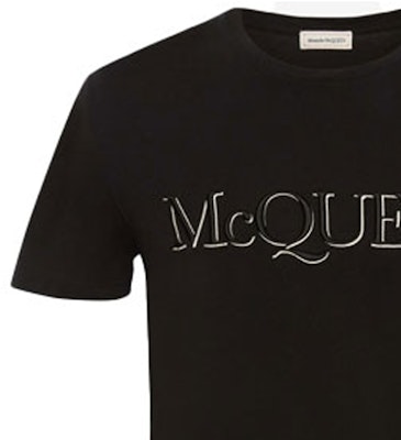 Alexander McQueen Kaos Hitam Logo Bordir Leher O-Crew 649876-QQZ56-0901 Sizing Alexander McQueen Kaos Hitam Logo Bordir Leher O-Crew 649876-QQZ56-0901