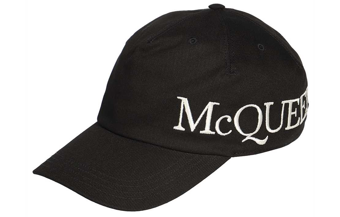 Alexander McQueen Black Cotton Baseball Cap Unisex Couple Style Classic Design 632896U4105Q1078