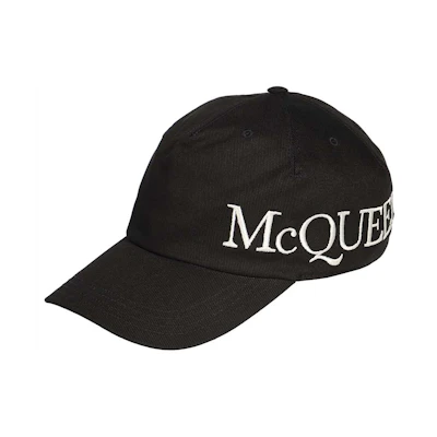 Alexander McQueen Black Cotton Baseball Cap Unisex Couple Style Classic Design 632896U4105Q1078