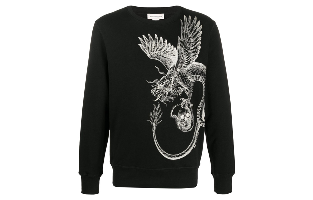 Alexander McQueen Black Eagle Print Casual Sweatshirt 609612-QOZA3-0901