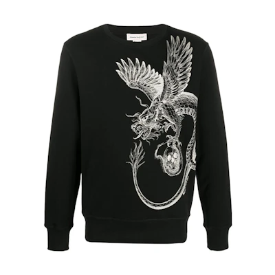Alexander McQueen Black Eagle Print Casual Sweatshirt 609612-QOZA3-0901