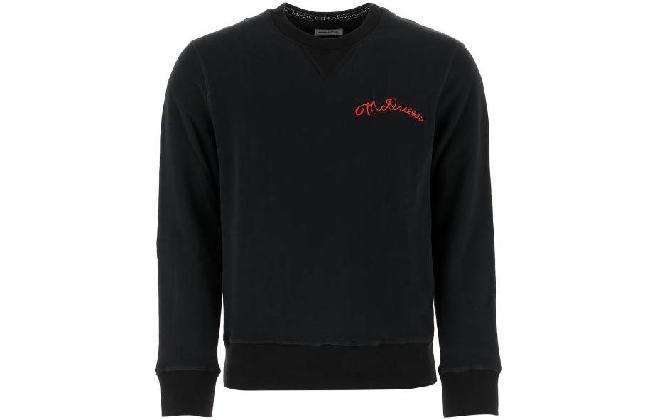 Alexander McQueen Black Embroidered Logo Crewneck Sweatshirt 599616-QOZ82-0901