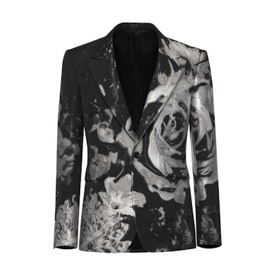 Alexander McQueen Black Floral Print Long-Sleeve Jacket 794245QRABB1056