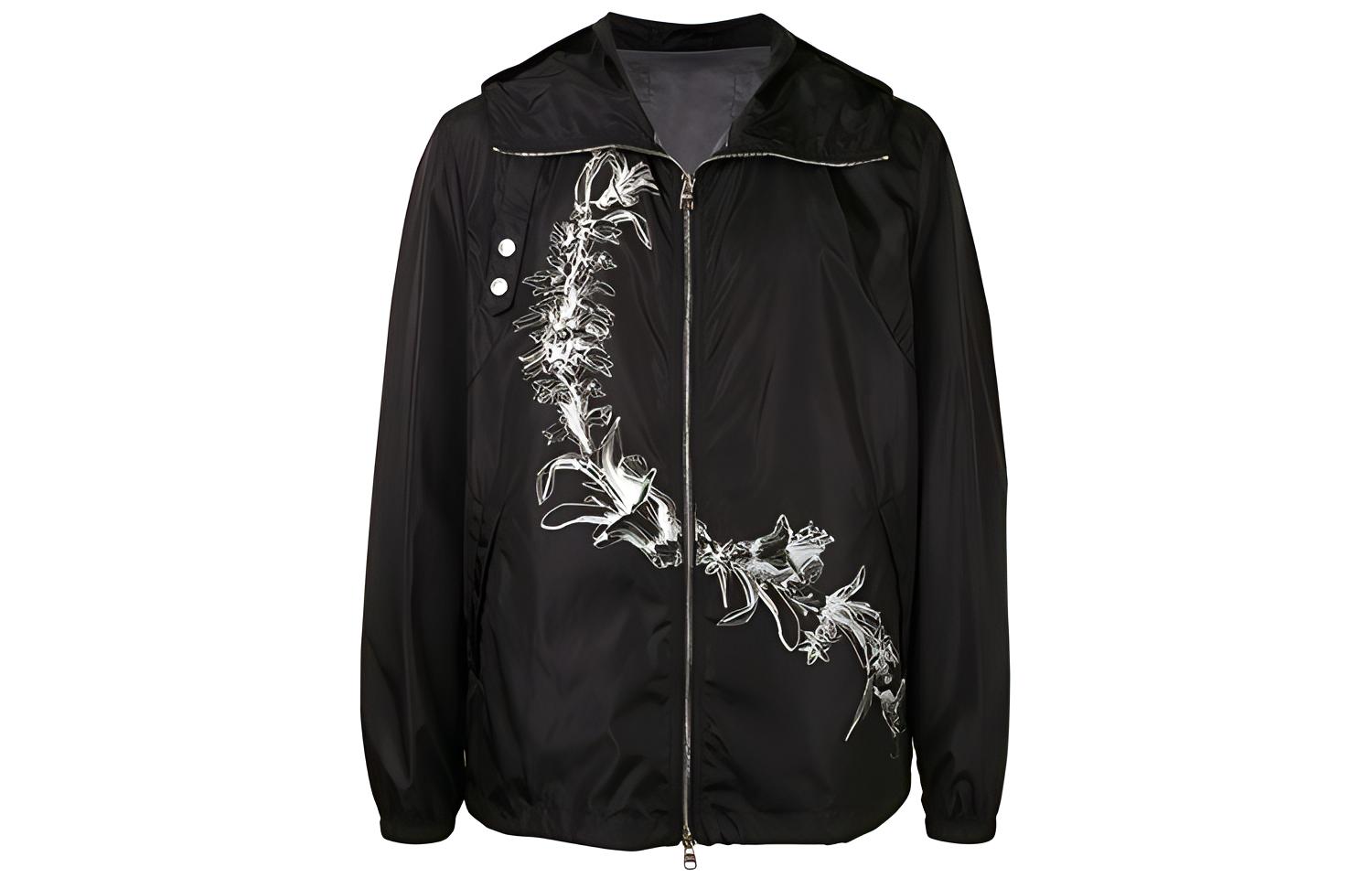 Alexander McQueen Black Floral Print Zip-Up Jacket 615630-QPR71-1080