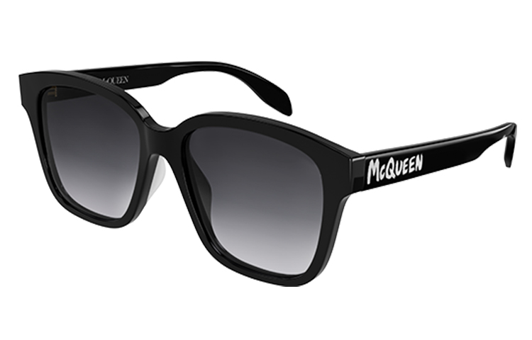 Alexander McQueen Black Frame Gray Lens Sunglasses with Side Logo Unisex Fashion. AM0331SK-001 56